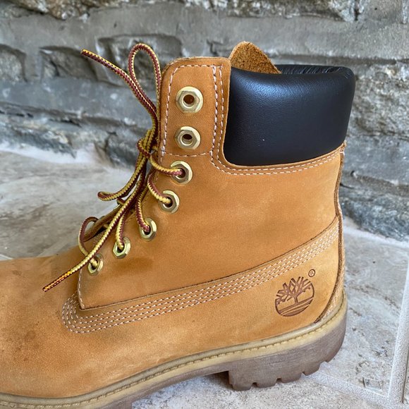 TIMBERLAND 6 Inch Waterproof Wheat Nubuck Boots 8M